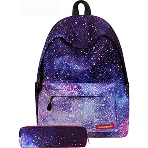 16 inch girl school Backpack Galaxy childrens bag Star sky prints SchoolBag travel bags Rucksack Polyester female backpack