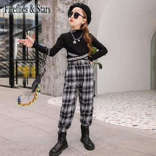 Spring Autumn Girls Pants Baby Trousers Kids Bottoms Children Warm Pants Streetwear Clothes New Check Cotton Padded 5 To 14 Yrs