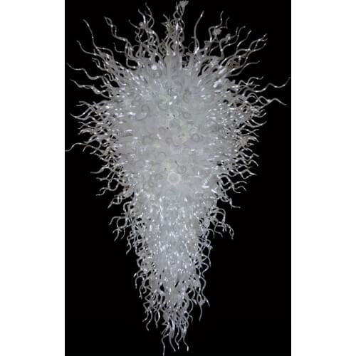 Modern Luxury Lustre White Colored Flower Shape Hand Blown Murano Glass Italian Style Chandelier Crystals