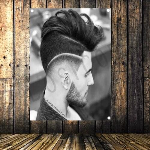 Vintage Barber Shop Decoration Hair Salon Tattoo Flag Haircut Poster Store Sign Banner Wall Hanging Canvas Print Art Tapestry