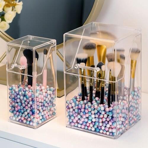 YBLNTEK Makeup Brushes Organizer Storage Box Acrylic Cosmetic Make Up Organizer Clear Makeup Brush Holder Pen Holder