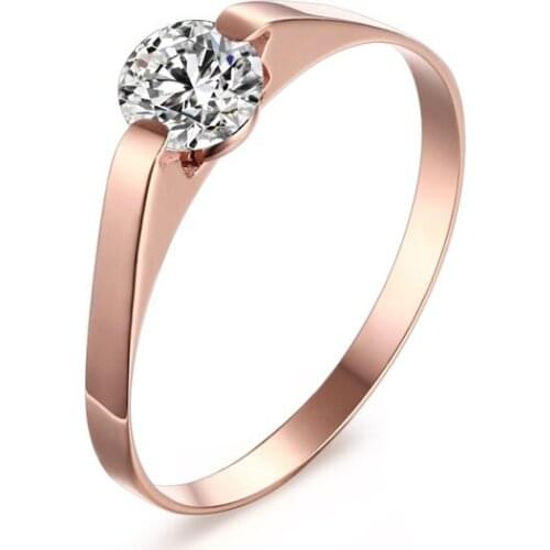 Girls Rose gold filled cz stone jewelry stainless steel engagement rings for women