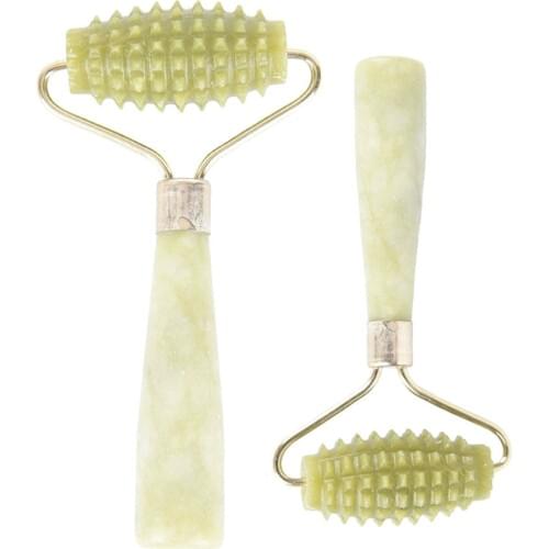 1 Pc Jade Stone Needle Derma Face Arms Neck Massage Roller Ancient Face Body SPA Massage Roller Facial Massager Jade