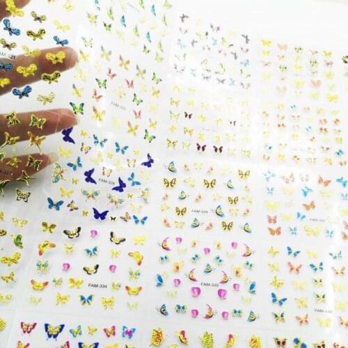 30Sheets/Lot Nail Stickers 6.3*5cm Beauty Butterfly Pattern 3D Charms Nail Art Decal Sticker For Manicure Nail Decoration NTL-27