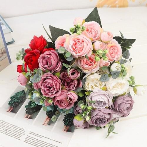 Artificial flowers for decoration Rose Peony Silk small bouquet flores party spring wedding decoration mariage fake Flower
