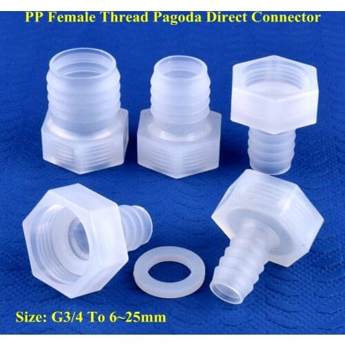 5~200pcs G3/4 Female Thread To 6~25mm PP Pagoda Direct Connector Aquarium Tank Fittings Micro Irrigation Garden Water Hose Joint