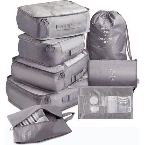 8PCS/Set Travel Organizer Storage Bags Suitcase Organizer Set Portable Luggage Packing Clothes Shoes Bra Cosmetic Tidy Pouch