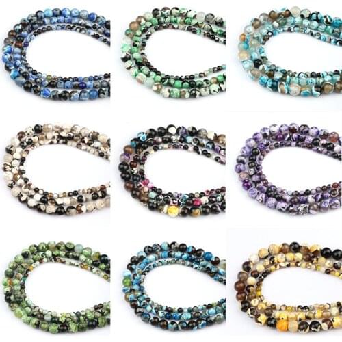 9Style Natural Stone Beads 4mm/6mm/8mm Agates Round Loose Spacer Bead For Charm Jewelry Making DIY Handmade Bracelet Accessories