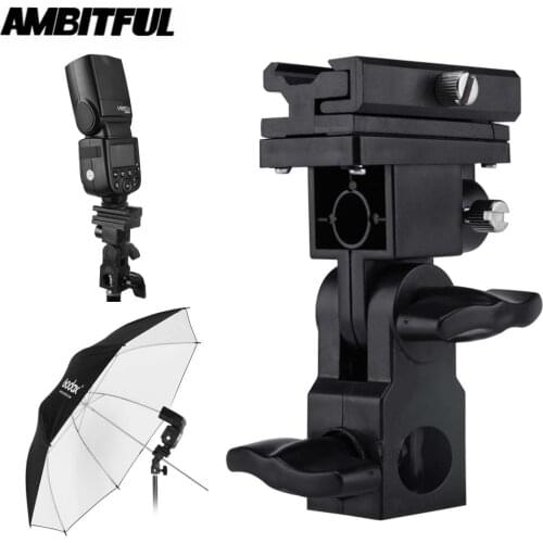 Type-B Flash Hot Shoe Adapter Trigger Umbrella Holder Swivel Light Stand Bracket