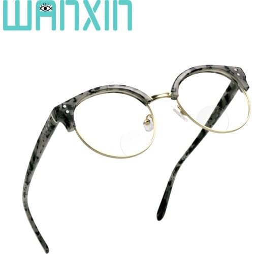 Wanxin Bifocal Reading Glasses with Invisible Round Lenses,Blue Light Blocking Glasses for Women/Men