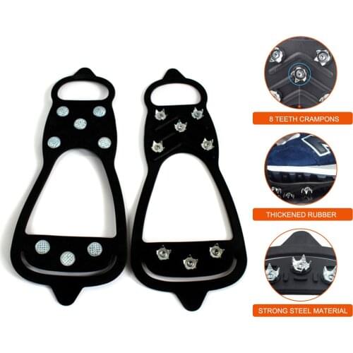 8 Spikes Crampons Anti-Skid Ice Snow Shoe Spiked Climbing Grips Cleats Walk Traction Cleats Winter Climbing Hiking Boots Partss