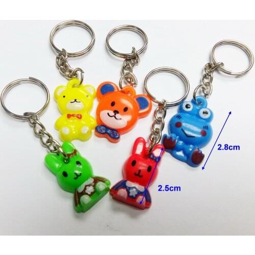 10X KeyChain Ring animal rabbit frog bear cake decoration Fashion Favour Pinata School Bag Party Favors Gift Birthday Prize