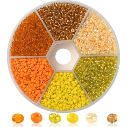 2/3/4mm Charm Gradient Yellow Series Czech Glass Rice Beads Round Spacer Loose Beads for Handmade Jewelry Bracelet Accessories