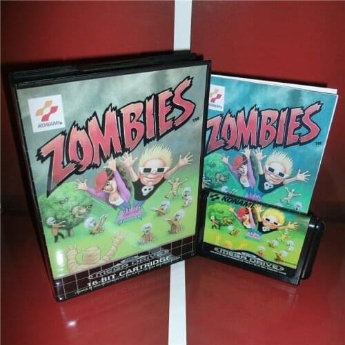 Zombies EU Cover with Box and Manual For Sega Megadrive Genesis Video Game Console 16 bit MD card