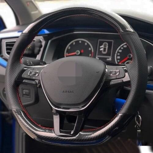 Car Steering Wheel Cover Non-slip Carbon Fiber Leather For Volkswagen VW Golf 7 Mk7 New Polo Jetta Passat B8 Tiguan Sharan