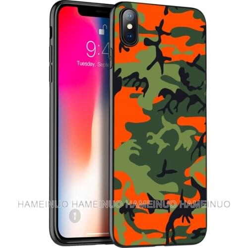 Black tpu case for iphone 5 5s SE 2020 6 6s 7 8 plus X 10 XR XS 11 pro MAX silicon cover Camouflage Pattern Camo Army