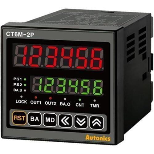 CT6M-2P2 Counter/Timer, W72xH72mm, 6-Digit, LED, 2 Preset, PNP or NPN Input, Prescale value setting, Batch, 2 Relay SPDT(1c)+SPS