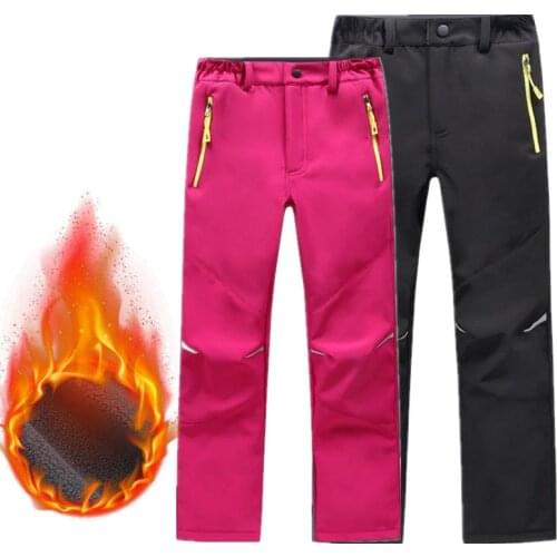 Children Winter Fleece Pants Waterproof Windproof Shotf Shell Kids Thick Warm Trousers Boys Girls Hiking Camping Snow Pants