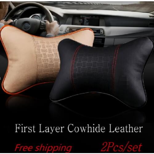 For Honda For Toyota / A pair of car Headrest / Leather Neck Cushion Pillow / Neck Auto Safety Pillow / Car Seat Bone pillow