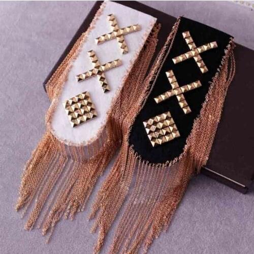 Classic Handmade Metal Tassel Epaulette Jewelery Tassel Big Shoulder Brooch Epaulet Epaulettes Spikes Blazer Accessories