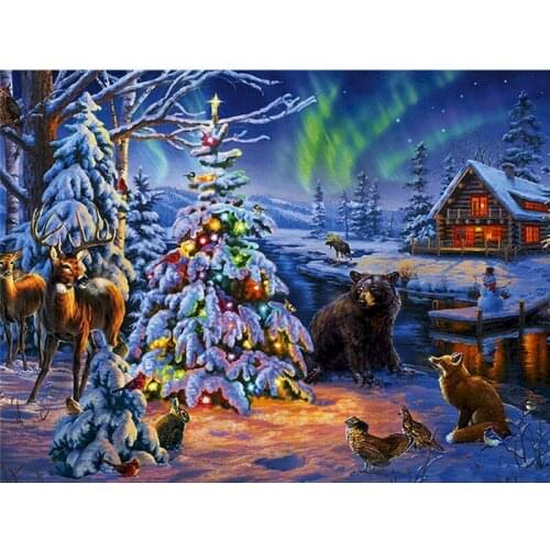 GATYZTORY Framed Fox And Bear Animal Painting By Numbers Kits For Kids Christmas Gifts Diy Framed On Canvas HandPainted Art Craf