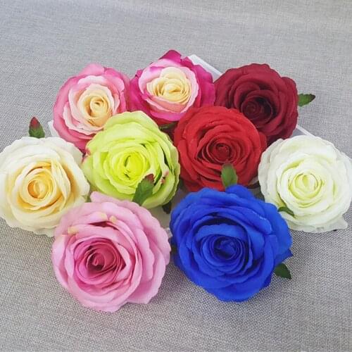 10pcs/lot 9cm Artificial Rose Flowers Silk Heads For Wedding Decoration Party Fake Scrapbooking Floral Wreath Home Accessories