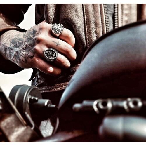 Stainless Steel Vintage Tree Rings for Men Punk Tree of Life Ring Lucky Tree Life Men Ring Punk Rock Male Jewelry Man Gift 019