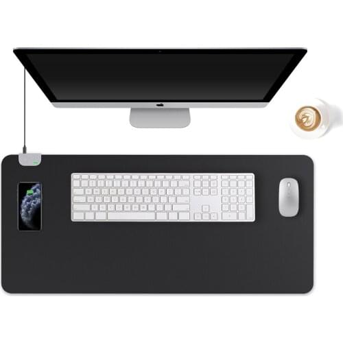 Leadland Wireless Charging Mouse Pad XXL Large Mouse Mat, PU Leather Desk Pad, Desk Mat 900 x 420mm