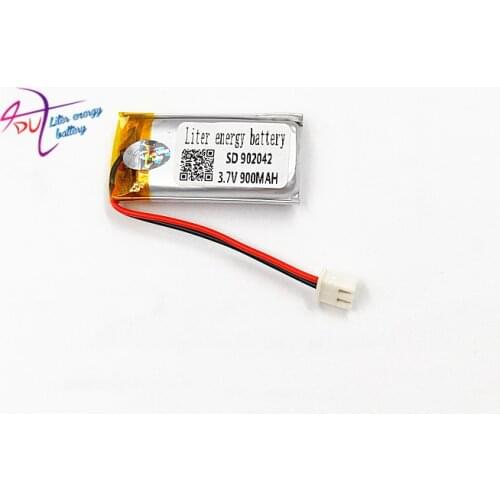 JST PH 2.54mm 2pin 902042 3.7V 900MAH 902040 Lithium Polymer LiPo Rechargeable battery with connector for Handheld GPS bluetooth