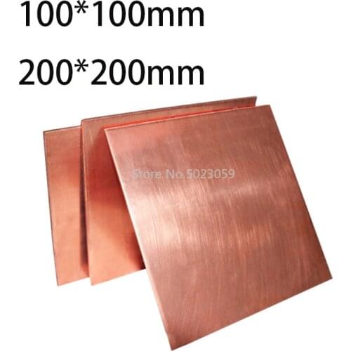 99.9% Copper Sheet Plate DIY Handmade Material Pure Copper Tablet DIY Material for Industry Mould or Metal Art 100x100/200x200mm