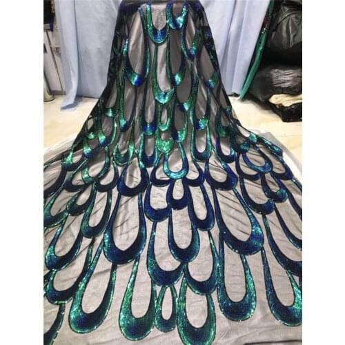 Fashion sequins YG-793 best quality embroidered african tulle mesh lace fabric for fashion show dress