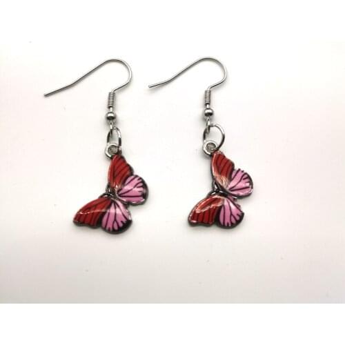 Fashion 2021 color alloy butterfly earrings new pearl drop oil butterfly pendant earrings ladies small gifts