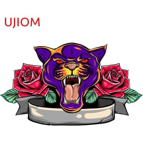 UJIOM Tiger Head and Roses Switch Panel Sticker Childrens Bedroom Decor Wall Stickers Living Room Decor Waterproof Wallpaper