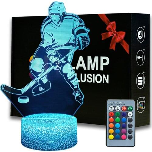 Ice Hockey Player Night Light 3D Illusion Punk Bedroom Decor Nightlight Desk Lamp Dropshipping Ice Hockey Memorial Gifts
