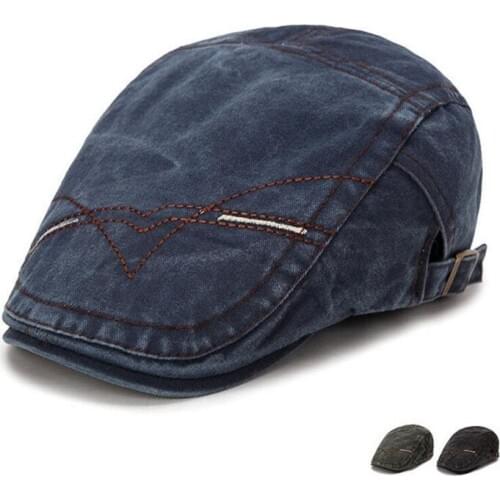 New Blue Cotton Cowboy Hat-Winter Casual Newsboy Hat Women and Mens Peaked Ivy Cap M117