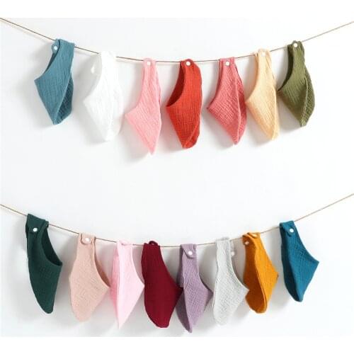 2021 New Baby Cotton Double Layer Gauze Mouth Towel Solid Color Snap Button Soft Feeding Drool Stuff for Newborns Collar Bibs