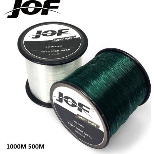 JOF Monofilament Nylon Fishing Line 1000M 500M Nylon Fishing Tackle 100% Superpower
