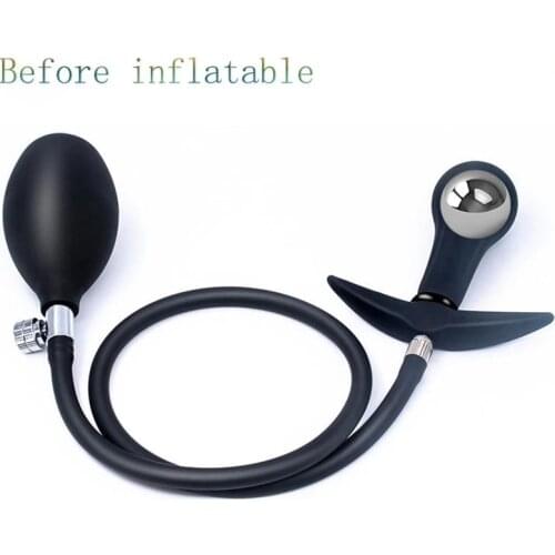 Huge Inflatable Anal Butt Plug Built-in Steel Ball Women Vaginal Anal Dilator Silicone Anal Plug Men Prostate Massager Sex Toys