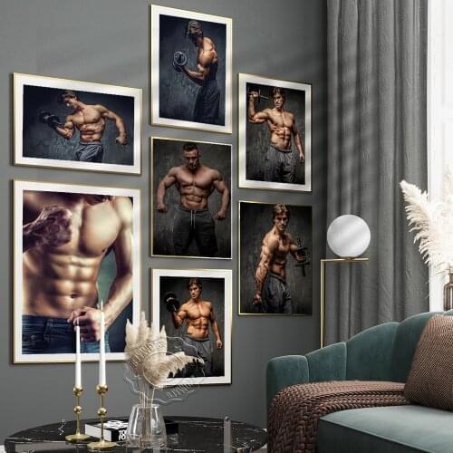 Excellent Strong Muscle Statureprints Poster, Men Keep-Fit Exercises Wall Sticker, Sexy Cool Men Canvas Painting Home Wall Decor