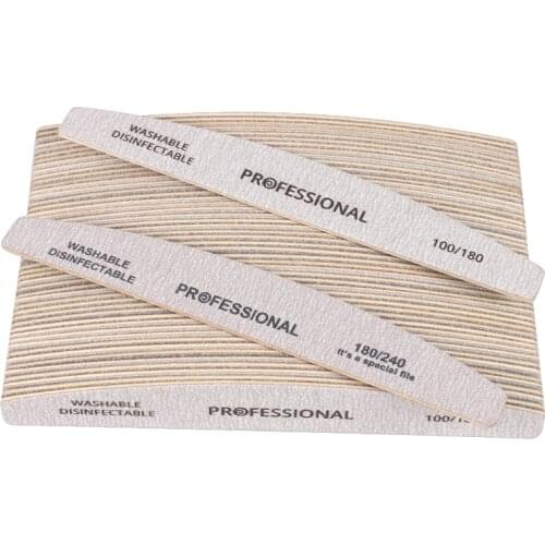 100pcs/lot Wood Nail File 100/180 Wooden Nail Buffer 180/240 Double Side Trimmer Buffing Grey Boat Stick Manicure Nail Art Tools