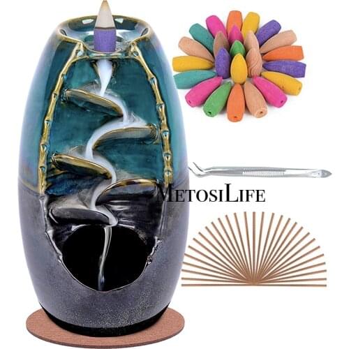 Mountain River Ceramic Backflow Incense Holder Waterfall Incense Burner Aromatherapy Incense Holder Cones Home Decoration