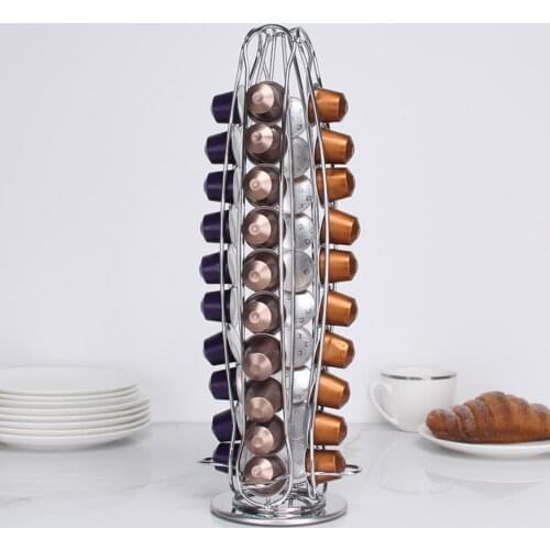 40Cups Rotatable Coffee Holder Espresso Capsule Display Stand Holder Iron Tower Capsule Holder Storage 360degree Silent Trusted