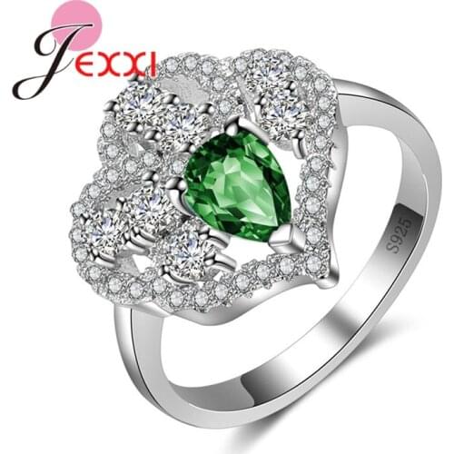 Five Colors Choose Fashion Elegant Original 925 Sterling Silver Dazzling Flower Ring Clear CZ Women Wedding Jewelry