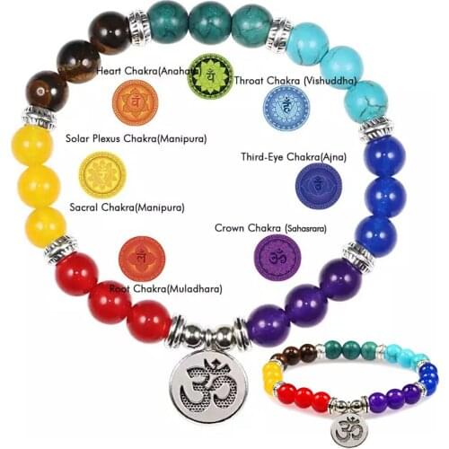 Reiki 7 Chakra Healing Bead Bracelet Natural Stone Mala Pendant Buddha Balance Yoga Jewelry Dropshipping Party Favors Gift Deco