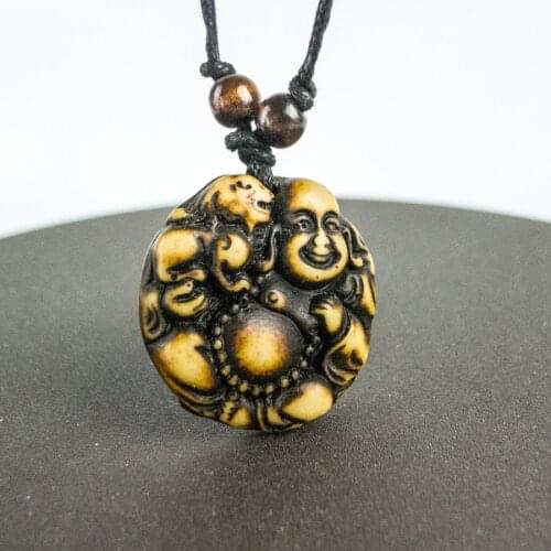 Religious Buddhist for Man jewelry Bone Art Imitation Yak Bone Material Necklace Pendant Vintage Mens Necklaces #GZ232