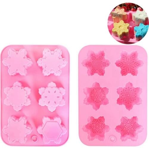 Christmas Cake Mold 6 Slots Different Snowflakes Silicone Mold Cake Mould Baking Decorating Mold DIY Handmade Chocolate Molds