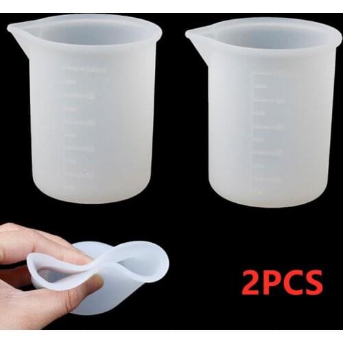 2Pcs Silicone 100ml Measuring Cup For Jewelry Crystal Scale Resin Glue Molds Handmade DIY Craft Mixing Kitchen Accessories