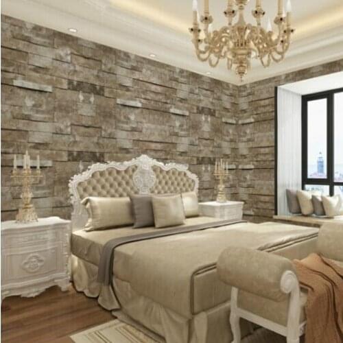 Wellyu Retro Modern Ledgestone Reclaimed wall Brick/Stone Effect Wallpaper in cafe bar entrance hallway tapete papier peint