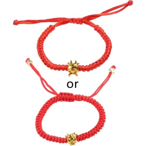 Mascot Five Fortunes Golden Cow Red String Bracelet 2021 Chinese Ox New Year Tradition Zodiac Lucky Blessing Bracelets