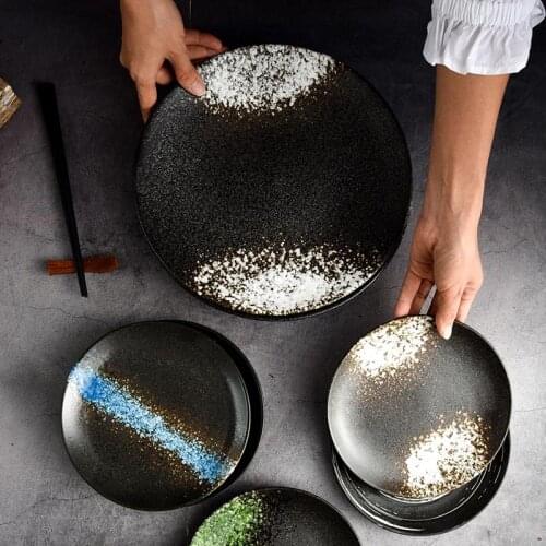 6/7/8/9 inch Japanese Cuisine Sushi Plates Round Ceramic Western Plate Steak Tray Vintage Creative Tableware Cake Fruit Dishes